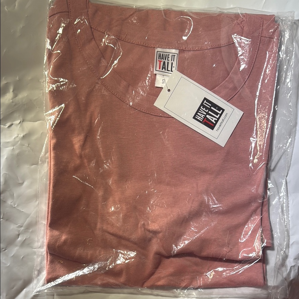 NWT Have It Tall Pink Short Sleeve Tee Crew Neck Basic Solid Casual Size S Tall